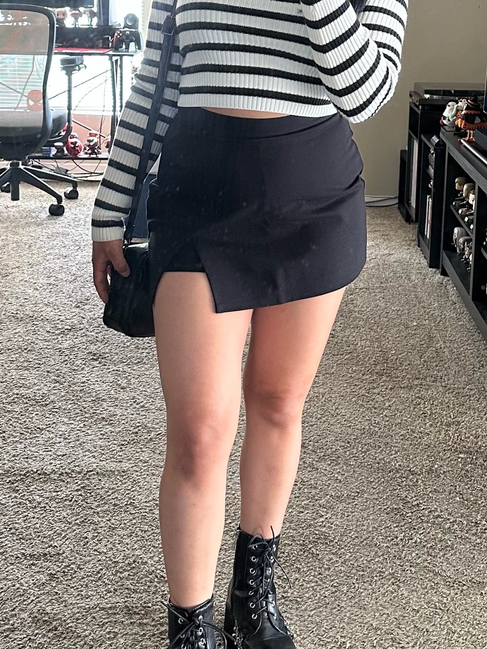 Black Mini Skort with Side Slit